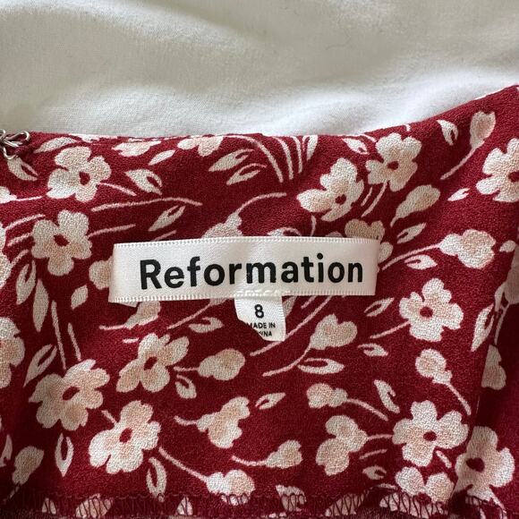 Reformation Liya Dress Flower Girl Midi Spaghetti Strap | Red Floral | SZ 8 - Picture 11 of 13